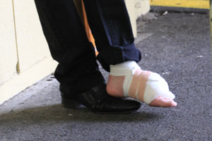 Glen Boss injured foot